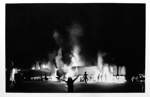 Raphaël Tachdjian, La dernière fois que je l'ai vu...#2, dessin pierre noire sur papier, 2013