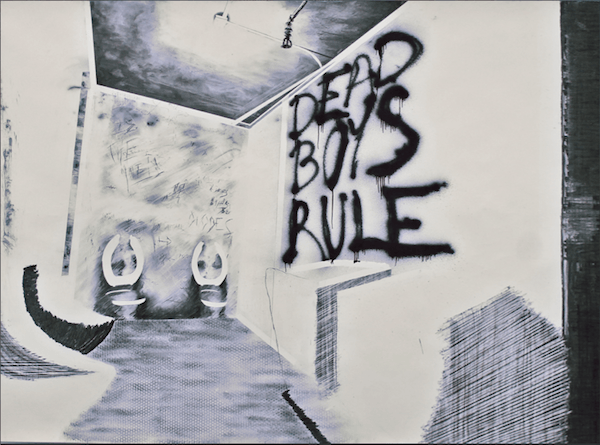 Maxime Duveau, Dead Boys Rule, 190cmx260cm, Fusain et peinture en spray sur papier, 2014