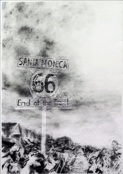 Maxime Duveau, Santa Monica 66, 100cmx70cm, Fusain sur papier, 2014