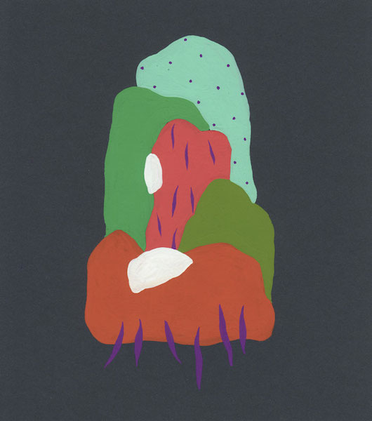 Florent Groc, Les collines, 2013. Gouache sur papier de couleur