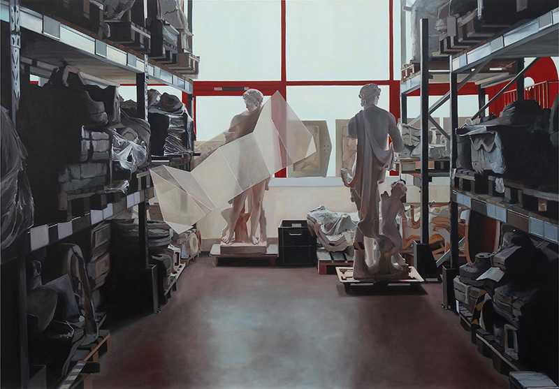 Coraline de Chiara, Réserve II ou la copie, 2015. Huile sur toile, 300x210cm.