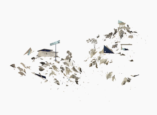 PTOLÉMÉE ET DEMI Collage de gravures anciennes et atlas 70 x 100 cm Collection privée 2015