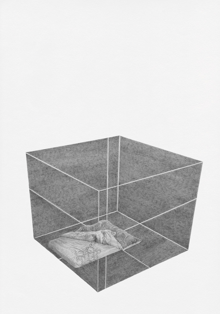 Complexes de Décubitus (étude), 2013. Crayon sur papier, 8 dessins de 84,1 x 59,4 cm. Crédits Thomas Tudoux