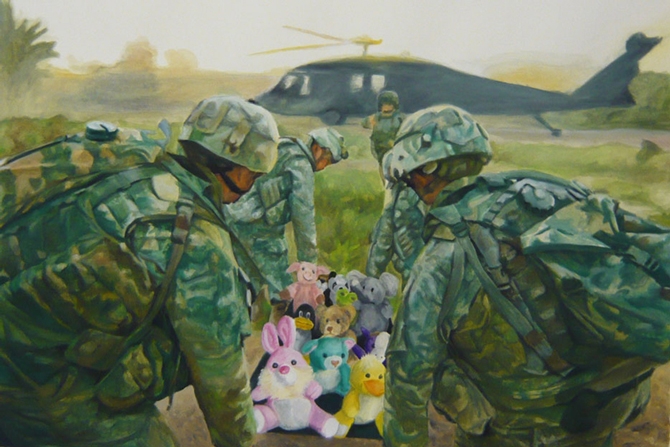 Andoni Maillard, Medevac, 2009. Aquarelle et gouache sur papier, 106cm x 75,5cm.