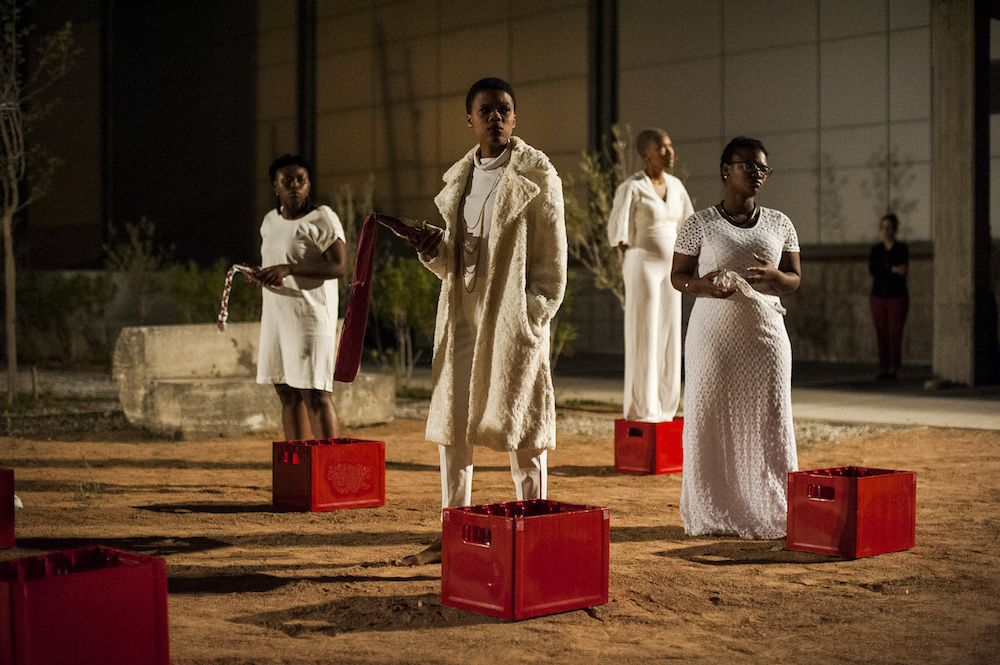 iQhiya, The Portrait, 2016. Performance at Athens School of Fine Arts (ASFA) - Pireos street ("Nikos Kessanlis" Exhibition Hall, Documenta 14. Photo Stathis Mamalakis.