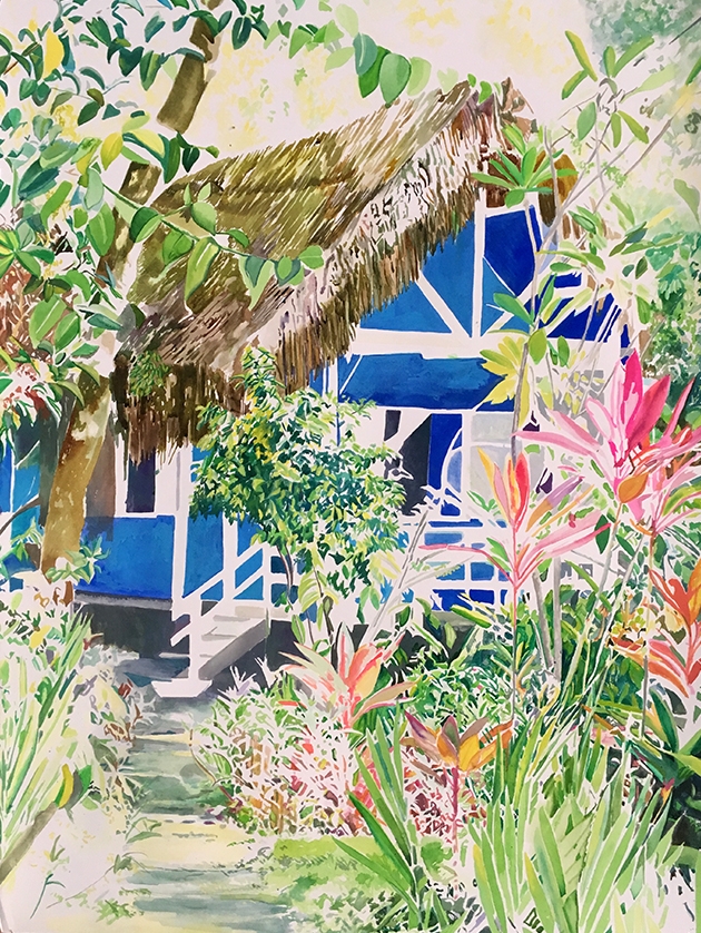 Marion Charlet, Lost, 2017, aquarelle sur papier, 75 x 57 cm. Courtesy Galerie Virginie Louvet