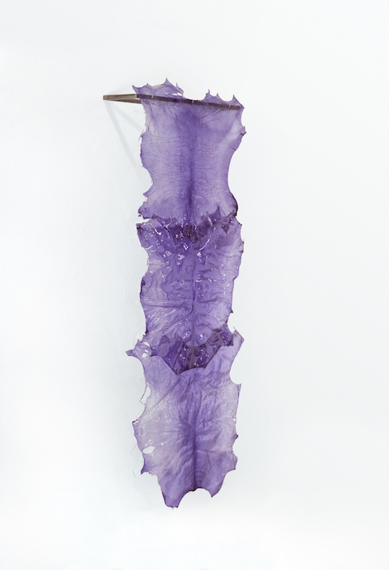 Amandine Guruceaga, Mojado, peau d’agneau entrefino transparente, acier, résine, 250 x 100 x 30cm. Photo : Alexandre Guirkenger