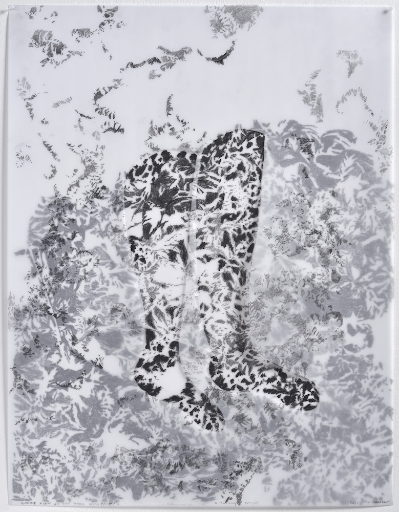 Christine Crozat, Hommage à ceux qui ont perdu leurs jambes, 75 x 60cm technique mixte 2015. Photo jl losi
