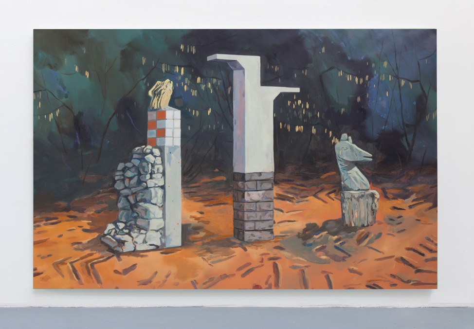 Nelly Monnier, Saint-Hippolyte-du-Fort / Mauléon / Sainte-Croix-Volvestre, 2018, huile sur toile, 285 x 185 cm