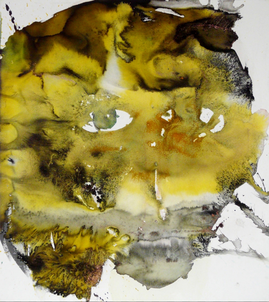 Chloé Julien, Érosion, aquarelle, sel et encres sur papier, 100 x 100 cm, 2011.