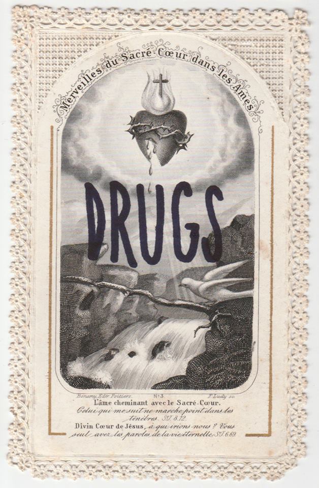 Léo Dorfner, Drugs, Feutre sur carte pieuse, 2018. Collection privée.