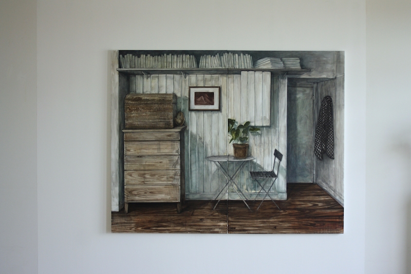 Nathanaëlle Herbelin, Espèce d’espace, 2018, oil on canvas, 160 x 208 cm