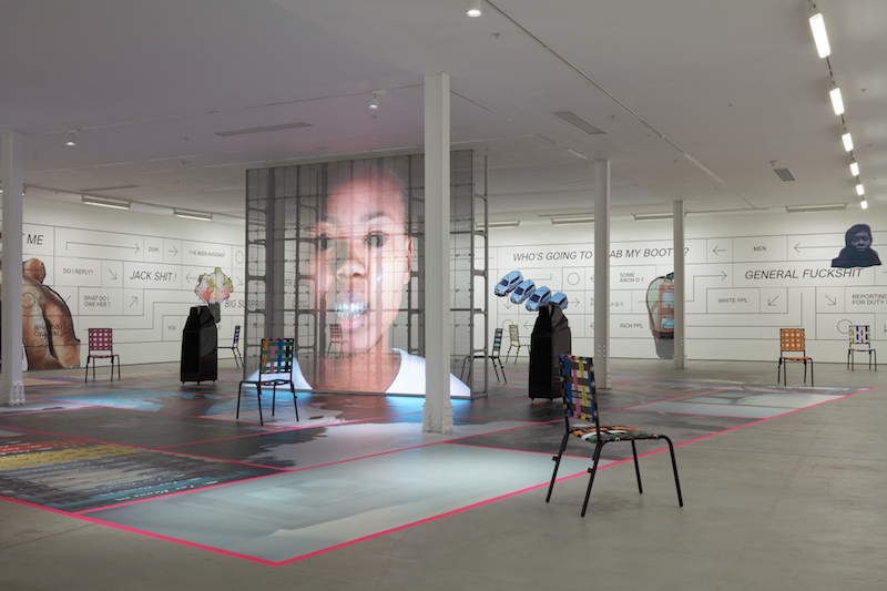 Martine Syms, Installation view, Grand Calme, Kingly Street, 2018 © Sadie Coles