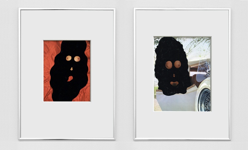 Cornelius de Bill Baboul, Portraits Obscènes n°23 & n°5 (Glouton & Millionnaire), 2012 Ink on pornographic journal, 63 x 41 cm (framed) Courtesy et photo artist