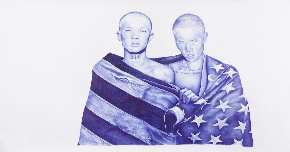 The Kid, Bryan & David, stylo bic sur papier, 190 x 300 cm, 2013, Collection privée