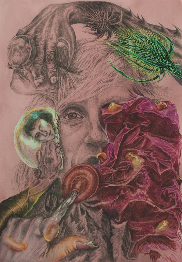 Cornelia Eichhorn, De la fixation des grandes pierres, 2017. Graphite et crayons couleurs, A4. ADAGP2017