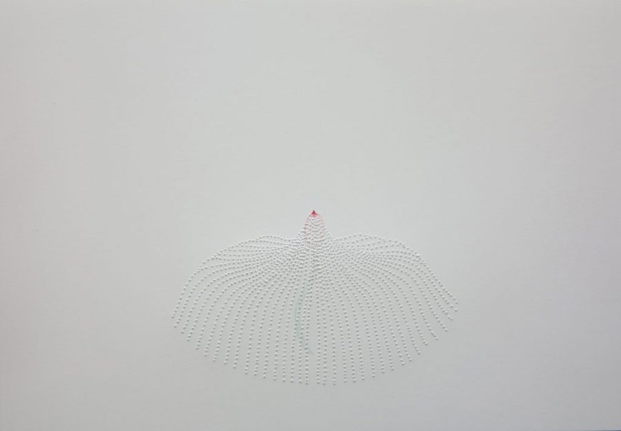 Marielle Degioanni, Sans titre, 18 x 26 cm, Perforations et aquarelle sur papier, 2019 Courtesy de l'artiste et Galerie Da-End