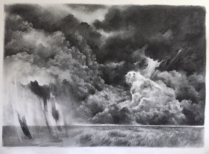 Lamri Magdalena, Le cri, 2019. Fusain 110 x 75 cm