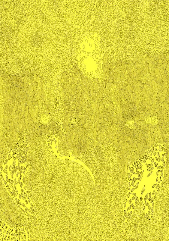 Clément Bagot, sans titre, 2015, encre noire/papier jaune, 21x29,7 cm
