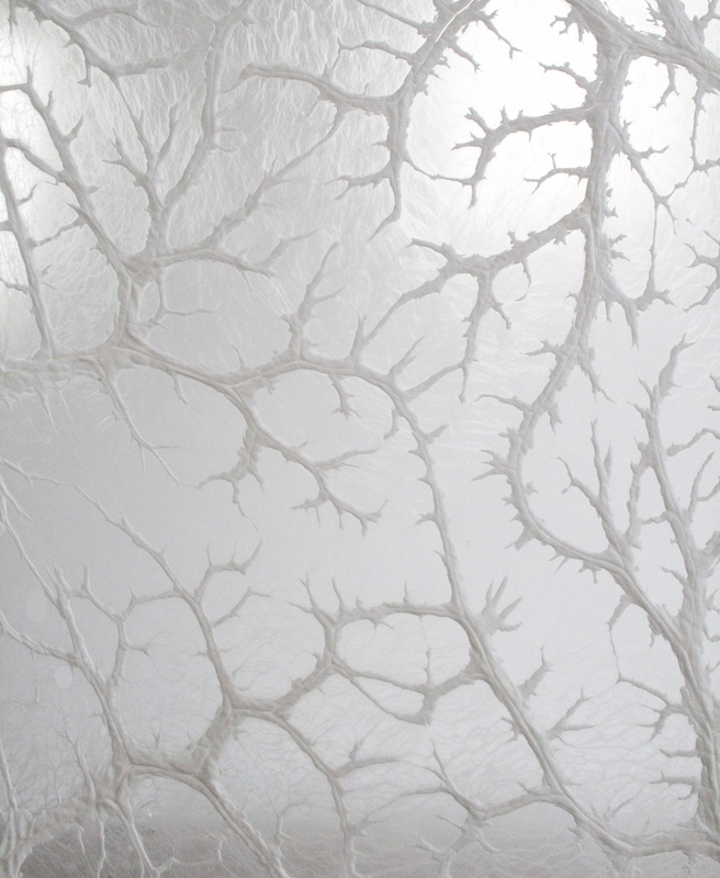 Léa Barbazanges -  Paroi de crépine – 2007 - Assemblage de crépines de porcs - 280 × 280 cm – Vue d'exposition à la galerie Xippas, 2014