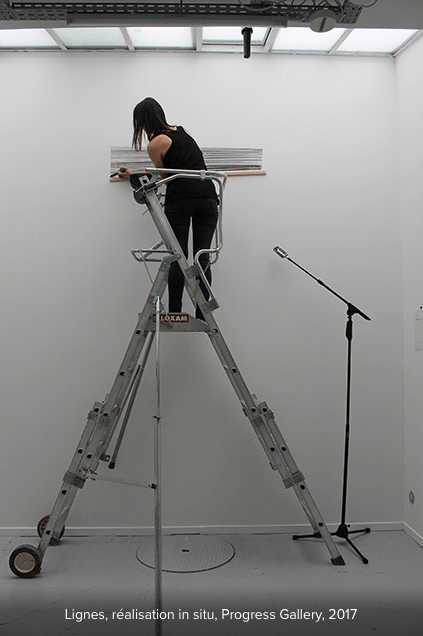 Marta Budkiewicz, Lignes. Réalisation in situ, Progress Gallery Paris, juin-juillet 2017