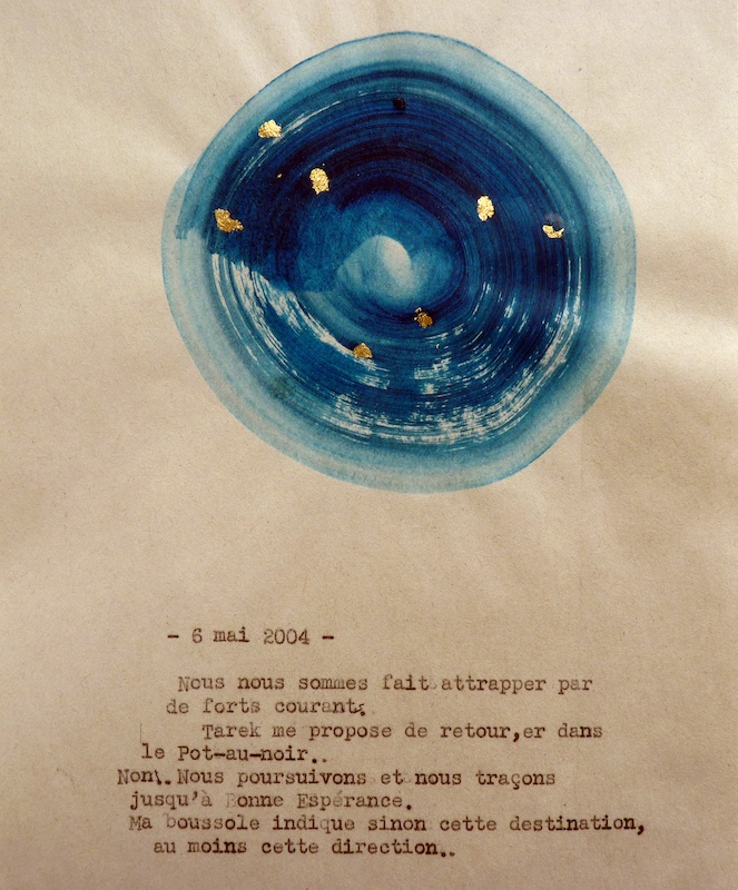 Aurélien Mauplot, Carnet des pensées lestes Avril/Août 2004 Dimensions très variables Acrylique, feuille d’or et encre carbone sur papier 2019/2020