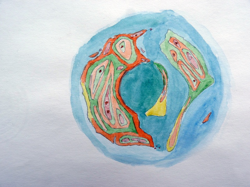Aurélien Mauplot, Carte géologique de Moana Fa’a’aro (2008) 20 x 15 cm Acqurelle sur papier 2018