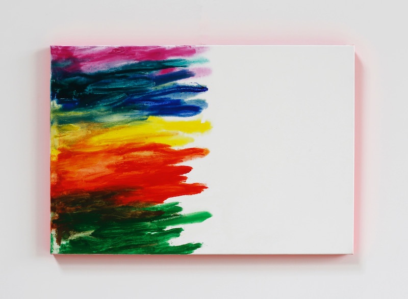 Claude Tétot, Sans titre, 2019 Huile sur toile et acrylique fluorescent sur le bord, 55 x 80 cm