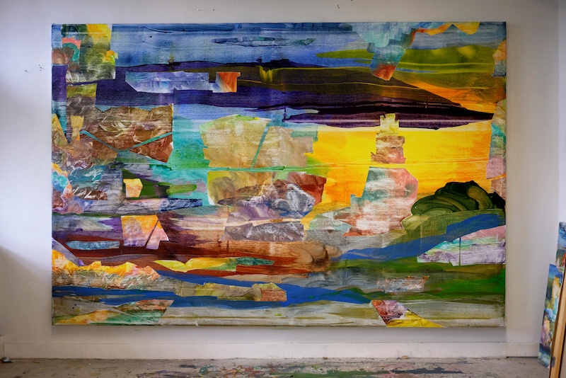 Jade Fenu, Hamlet, 2019. Acrylique sur toile, 200 x 300 cm. Vue d'atelier