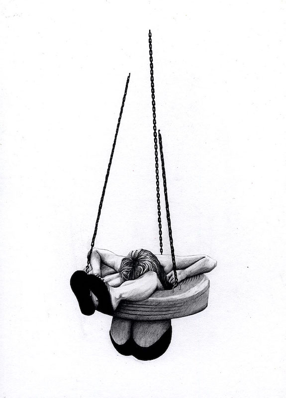 Marie Havel, "Nostalgisme, 10", graphite sur papier, 40x30 cm, 2019, collection privée.