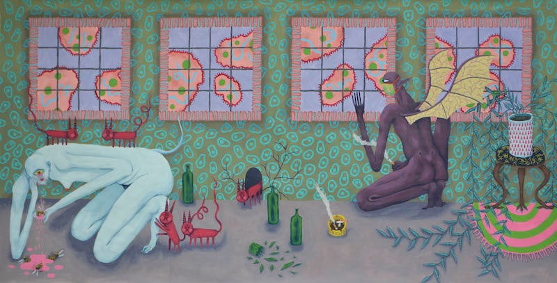 Caroline Dargère, Intérieur, 2020, peinture acrylique, 423x220cm - Residences #64 - Usine Utopik - ©Usine Utopik