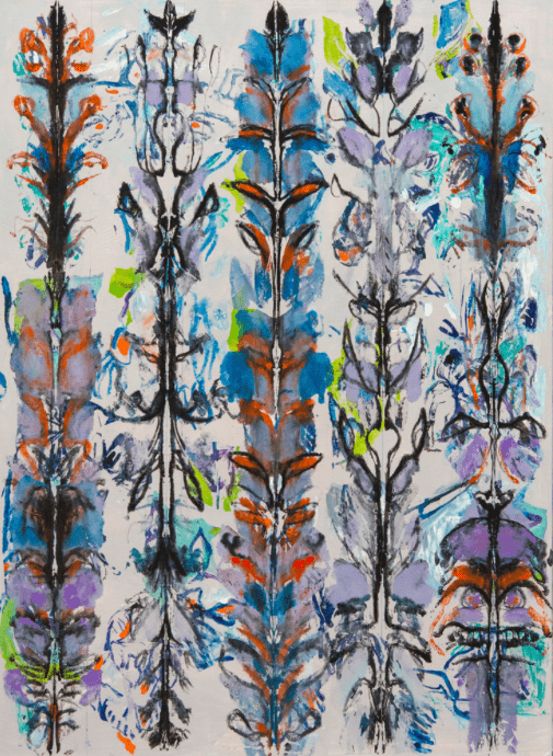 Michaële-Andréa Schatt, Opium Poppies II, 2020 Techniques mixtes sur toile 148 x 108 cm