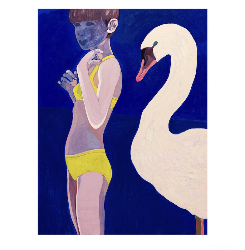 Marcella Barceló, Blue Egg, acrylique sur toile, 2020, 185x130cm Crédit photo Grégory copitet ©Marcella Barceló