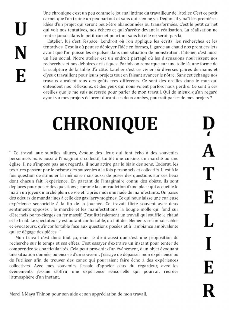 Alexandrine Trolé Chronique d'atelier isdaT