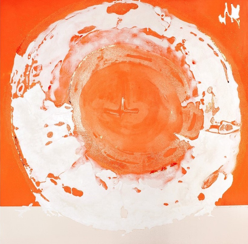 Pascal Pilate, Vingt couleurs, 2020, 190 x 190 cm, technique mixte – pigment, cristal de roche, micro billes, or Versailles 23 carats