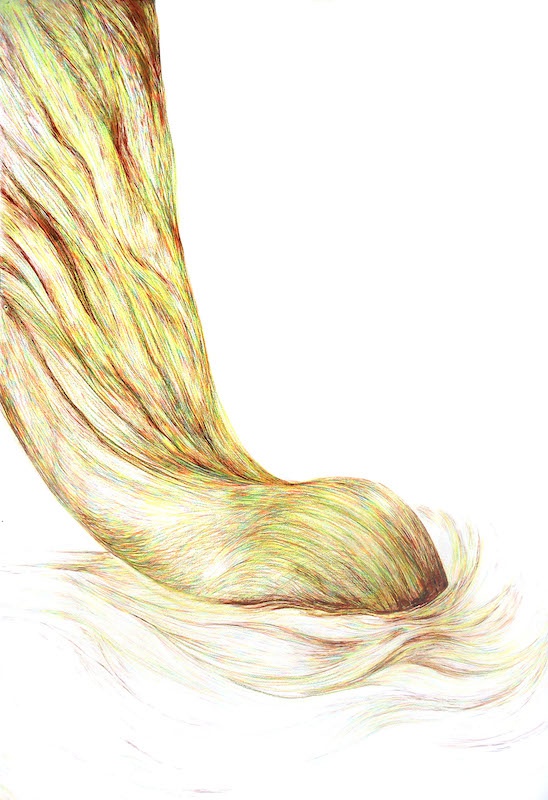 Filomena Borecka, prUNIKr « Influence » dessin à l’encre et peinture fluorescente et crayon Koh-i-Noor, (118 x 80 cm)