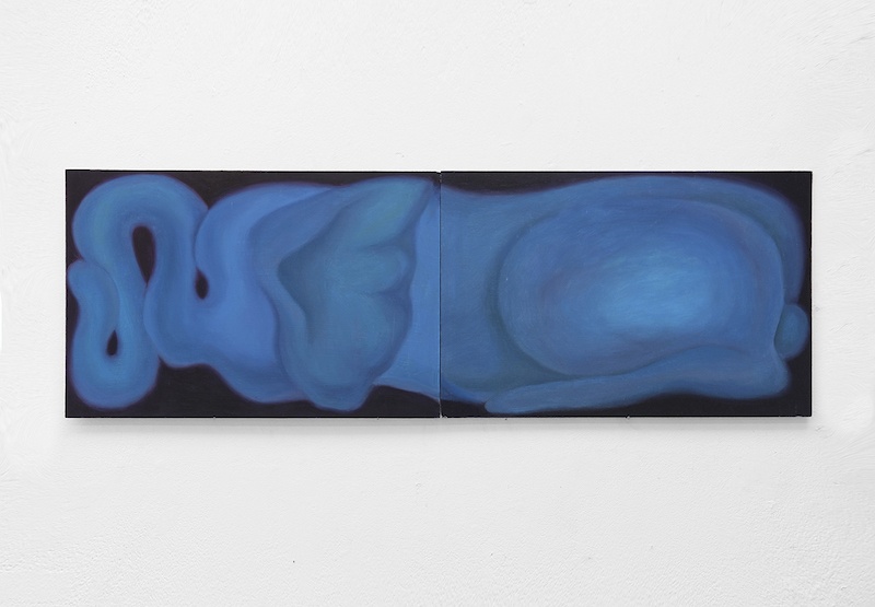 Hao Shuo, LA PINE ET LES FENTES peinture à l'huile sur bois, 40cm x 120cm, 2020