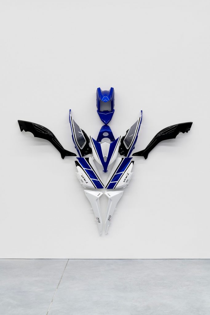 Julien Boudet Super T-MAX, 2021 Disassembled motorcycle parts 215 x 255 x 36 cm
