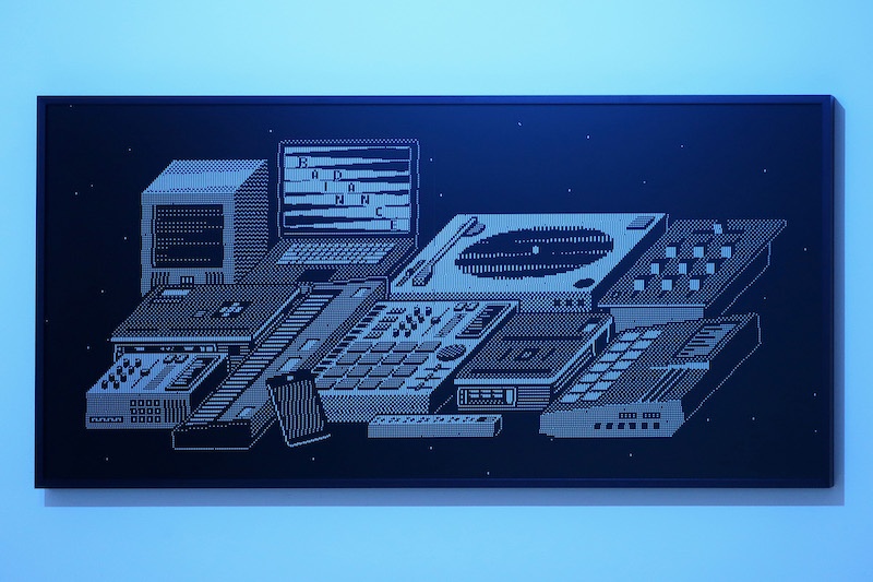 Nicolas Sassoon, The Prophets (TENA), 2020, LCD screen, Volcanic rock, electronics, aluminum, ABS, 50x32x122cm