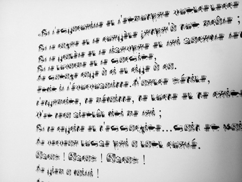 Nathalie Borowski, Le grand combat – Création d’une écriture et report en lithographie sur papier BFK Rives 56x76cm d’après “Le grand combat“ d’Henri Michaux (Tirage à 5 ex.)