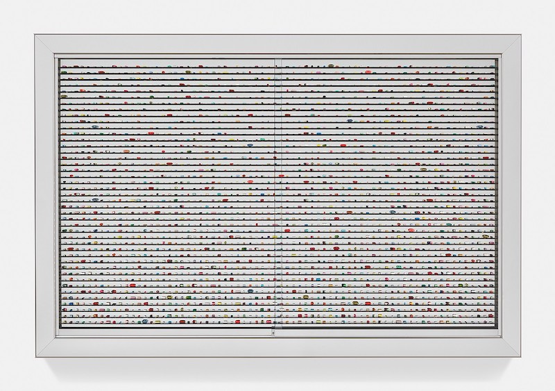 DAMIEN HIRST When the Heart Speaks, 2005 Glass, stainless steel, steel, aluminum, nickel, bismuth and cast resin, colored plaster, and painted pills with dry transfers 52 1/16 x 78 1/16 x 4 in 132.3 x 198.3 x 10.2 cm © Damien Hirst and Science Ltd. All rights reserved, DACS 2021 Photographed by Prudence Cuming Associates Ltd Courtesy Gagosian
