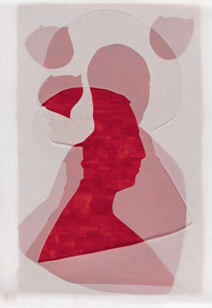 Christine Crozat, Portrait - Paysage 03 Hommage à Piero della Francesca, Pisanello et Leonardo da Vinci Technique mixte sur papier 37 x 28,5cm Photo Jean-Louis Losi