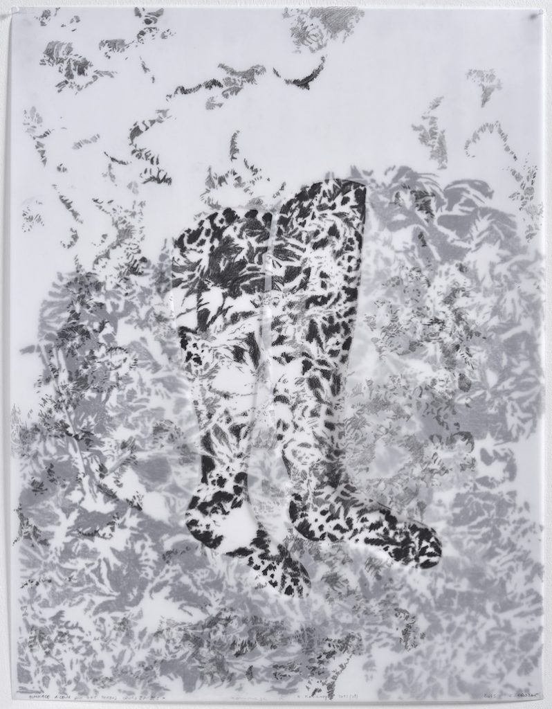 Christine Crozat, Hommage à ceux qui ont perdu leurs jambes 01, 2015 Technique mixte sur papier calque 77 x 62 cm Photo Jean-Louis Losi
