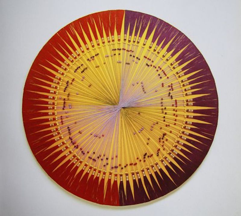 Sanglan Kim, Danse des cordes 1991 Tissu, fil, tissage maedup - collage - dia.120cm