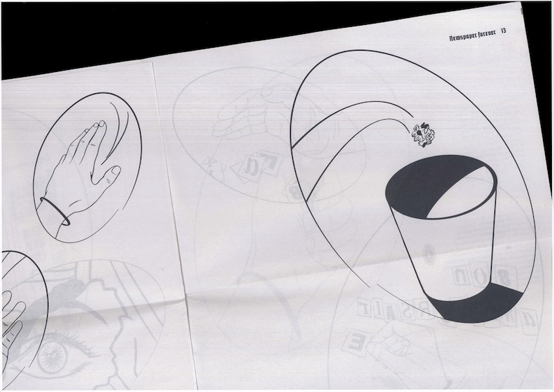 OP008, Newspaper forever, 01/2020 par Morgane Bartoli & Sixtyne Perez Format tabloïd 16 pages, impression numérique noir seul 50 exemplaires
