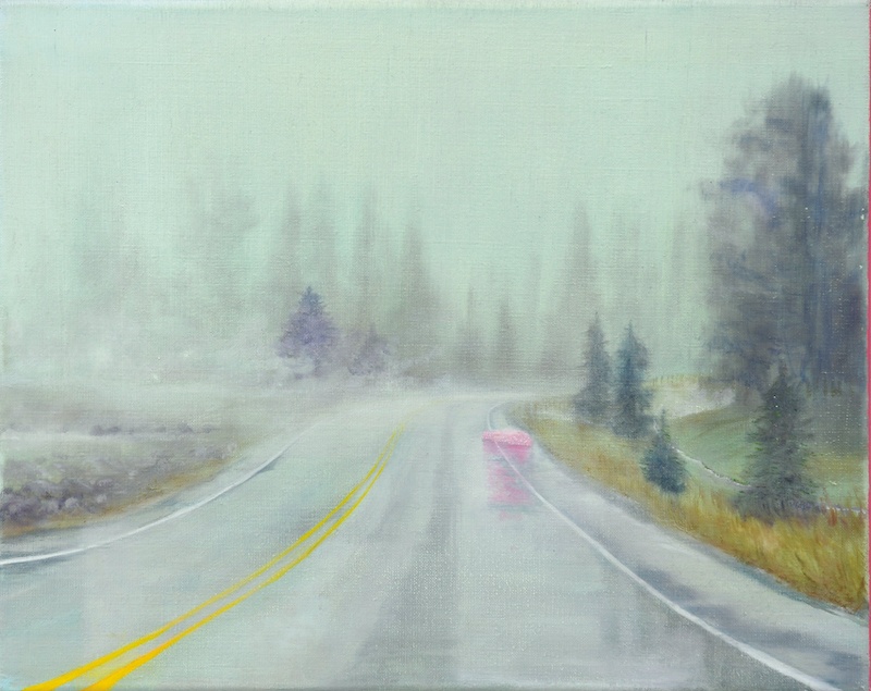 Gauthier Hubert, Un barbapapa ayant été heurté par une voiture, 2016, Oil on canvas, 40 x 50 cm - courtesy artiste et Irène Laub Gallery