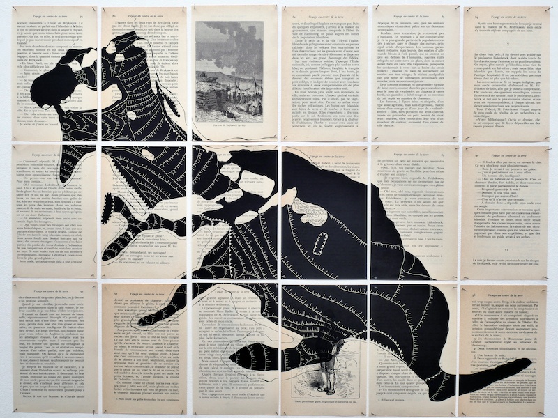 Aurélien Mauplot, Les Salons noirs (extension) 2021. Impression numérique sur page de livre, 67 x 50 cm