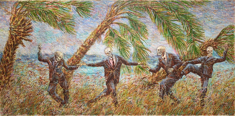 Mauro Bordin, Danse macabre, 2019, huile sur toile, 165x335 cm