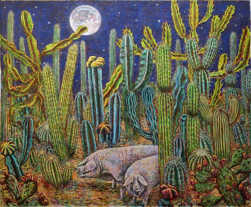 Mauro Bordin, During Big Moon, 210x250 cm, huile sur toile, 2019