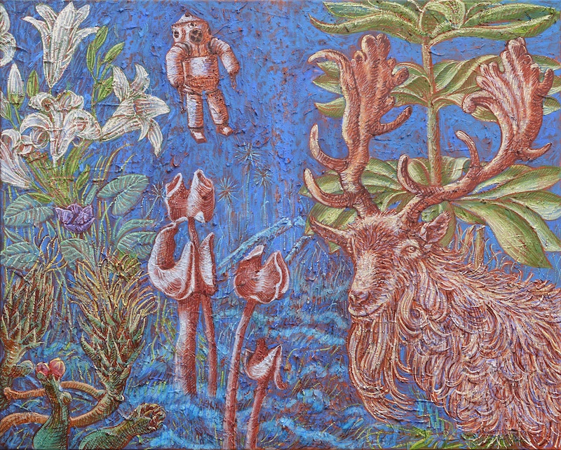 Mauro Bordin, Rencontre, 2021, huile sur toile 81 x 100 cm